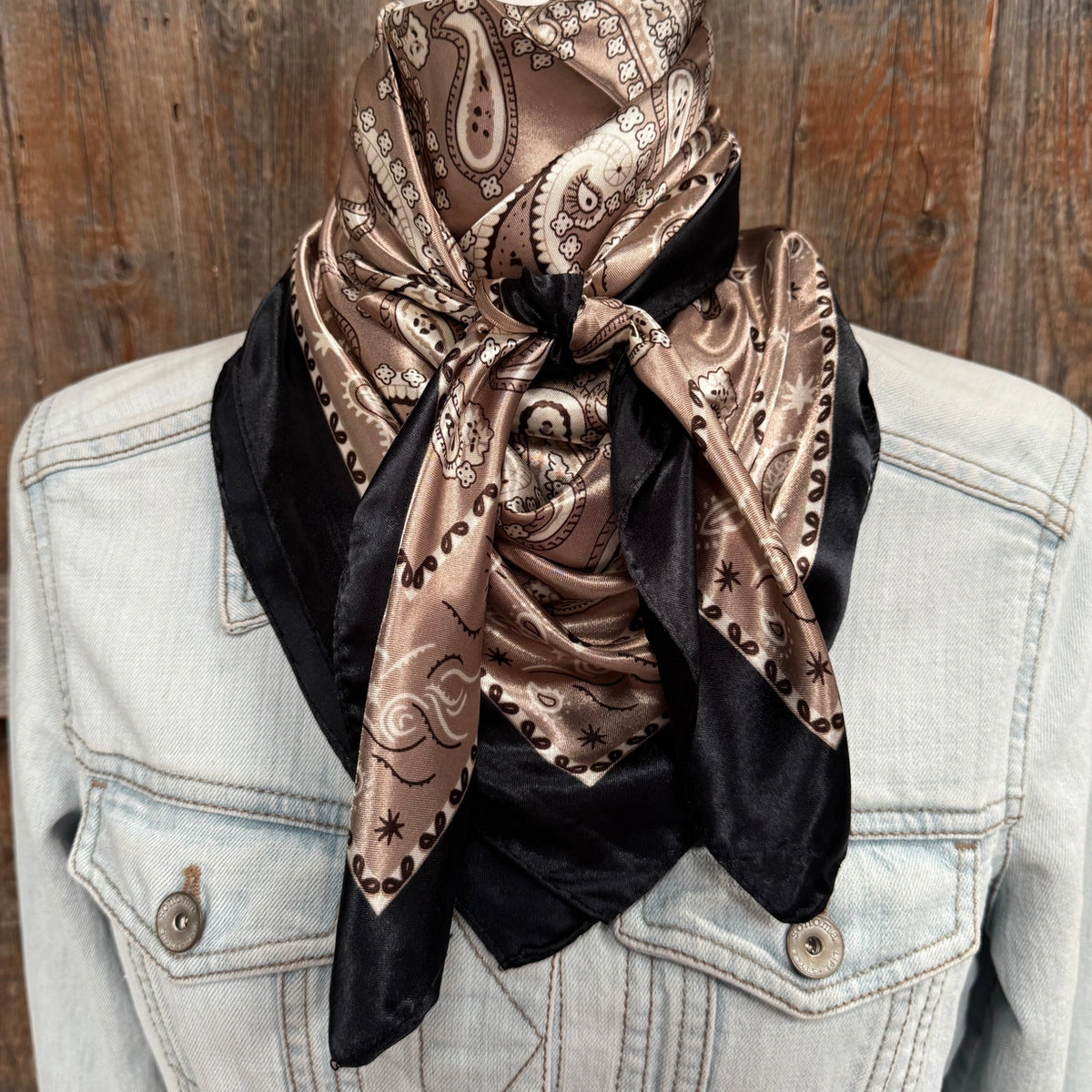 Wild Rag Black and Tan Floral Paisley