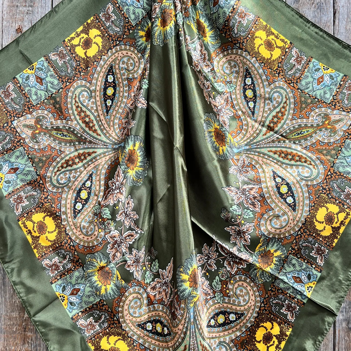 Olive Tone Paisley Wild Rag