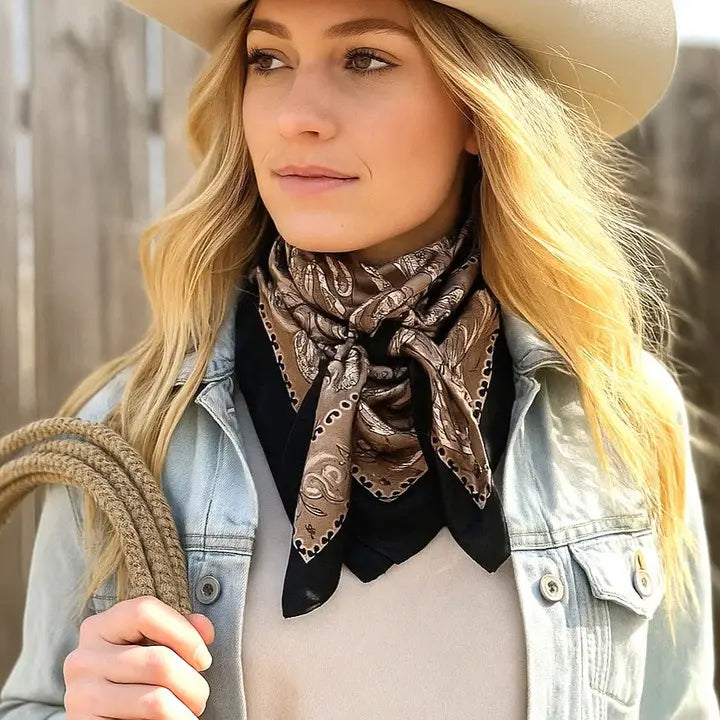 Wild Rag Black and Tan Floral Paisley