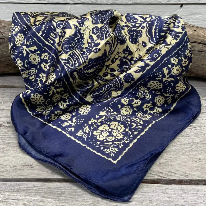 Wild Rag  Royal Blue &amp; Cream Paisley