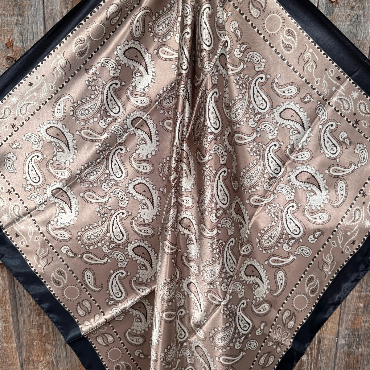 Wild Rag Black and Tan Floral Paisley