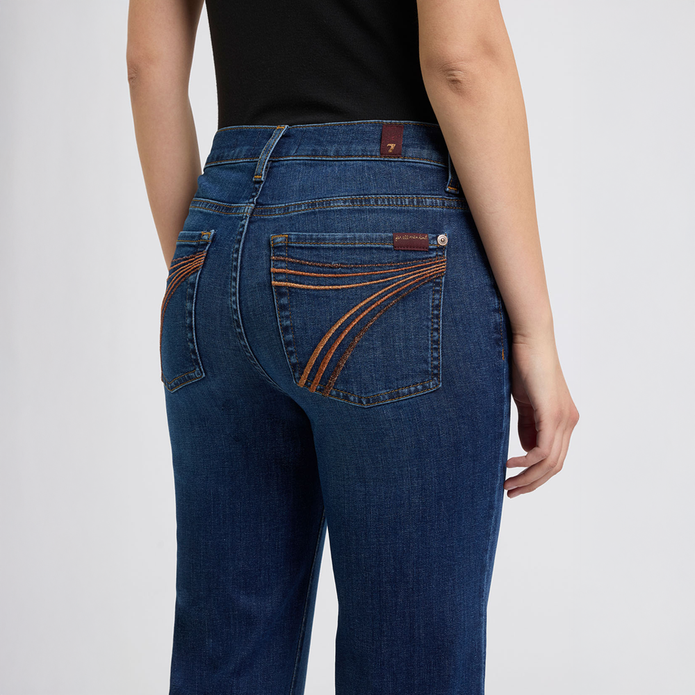 DOJO Rebellion Blue jeans with decorative stitching on a white background