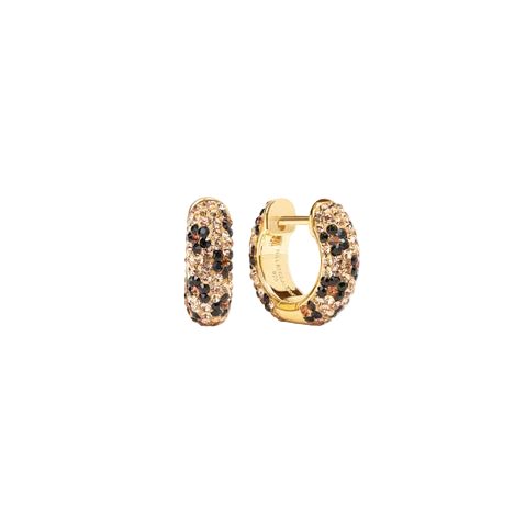 Small Sparkle Hoop Earrings - Leopard