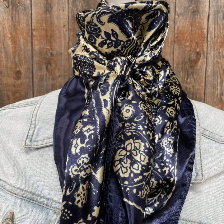 Wild Rag  Royal Blue &amp; Cream Paisley